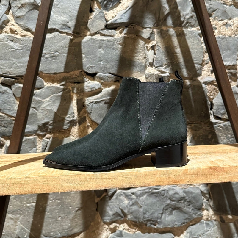 Acne Studios Jensen Green Suede Chelsea Ankle Booties