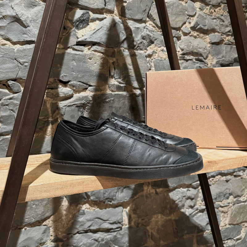 Lemaire Black Leather Linoleum Basic Low-top Sneakers