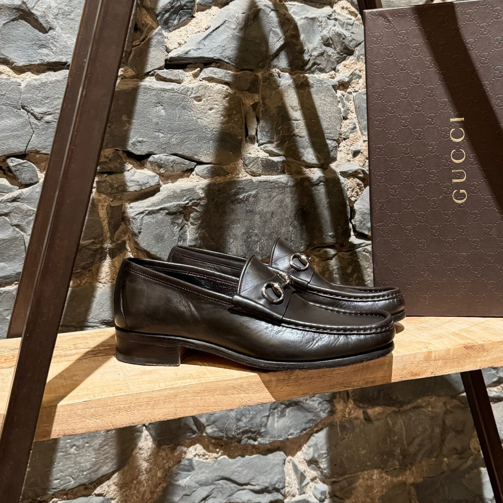 Mocassins à mors en cuir marron Gucci