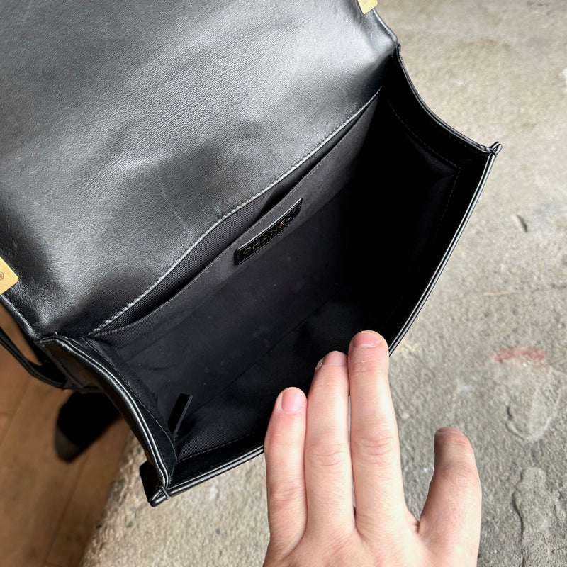 Chanel Black Quilted Lambskin GHW Medium Boy Bag
