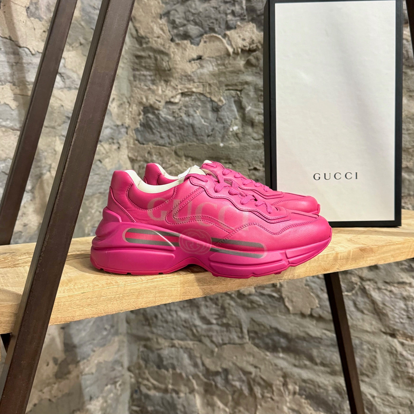 Gucci Box Pink Logo Rhyton Chunky Sneakers – Boutique LUC.S