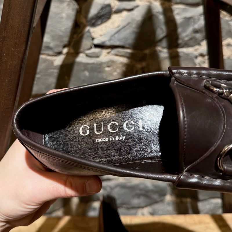 Mocassins à mors en cuir marron Gucci