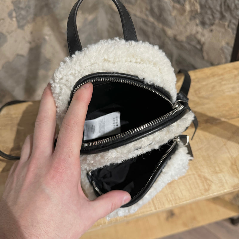 Moncler Ivory Faux Shearling Small Kilia Mini Crossbody Backpack