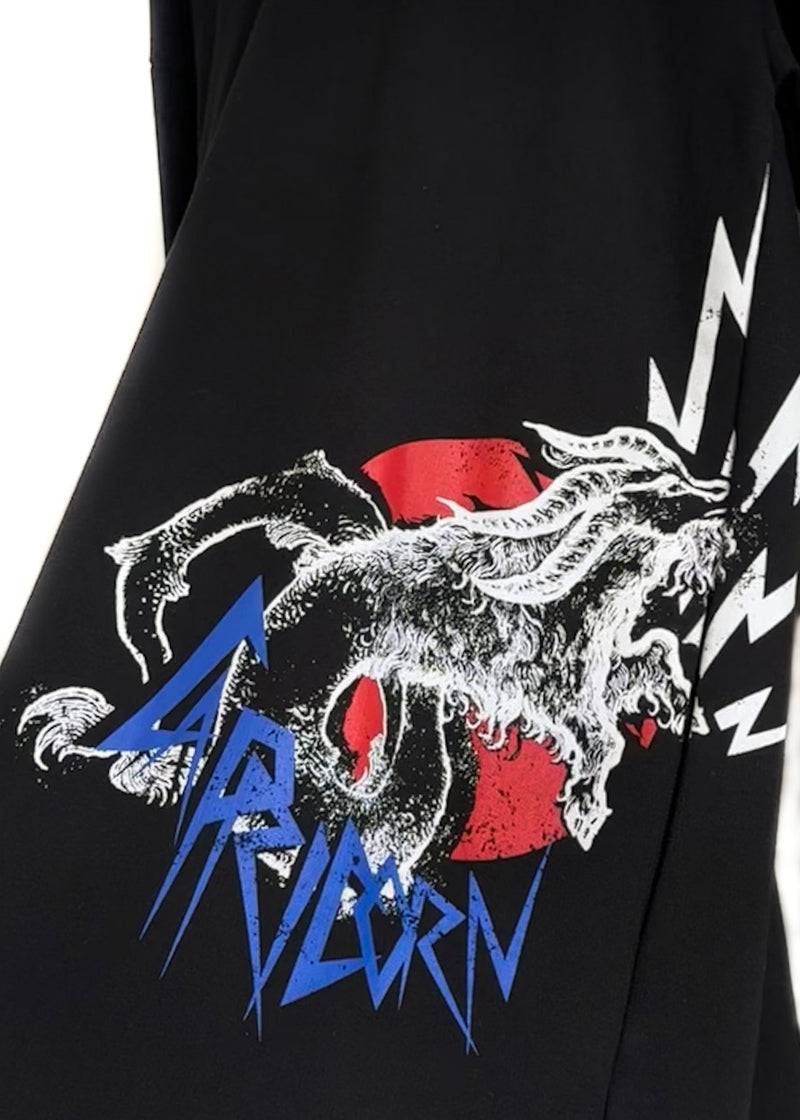 Robe à capuche noire gothique Capricorne avec logo imprimé Givenchy
