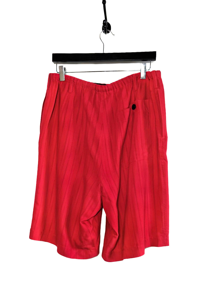 Dries Van Noten Red Pinstripe Drawstring Shorts