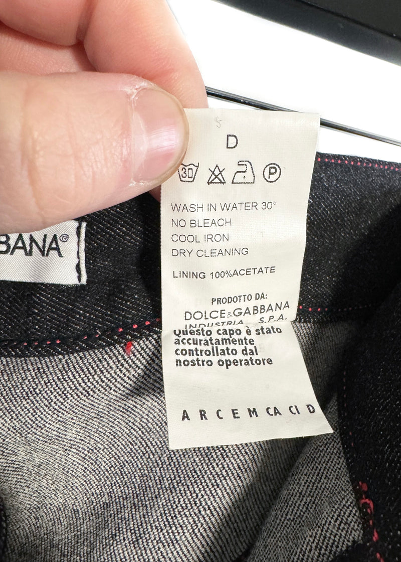 Dolce & Gabbana Vintage Cool Wool Denim Pink Accent Stitching Jeans