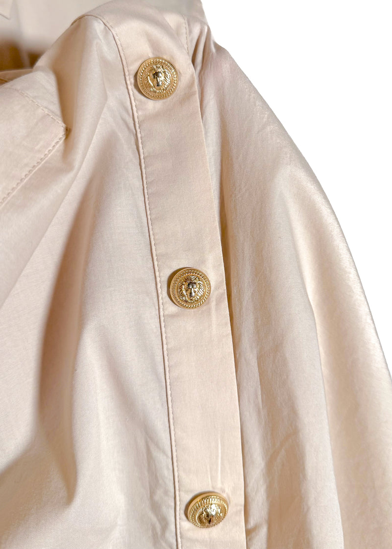 Balmain Beige Nude Lion Buttoned Light Cotton Shirt