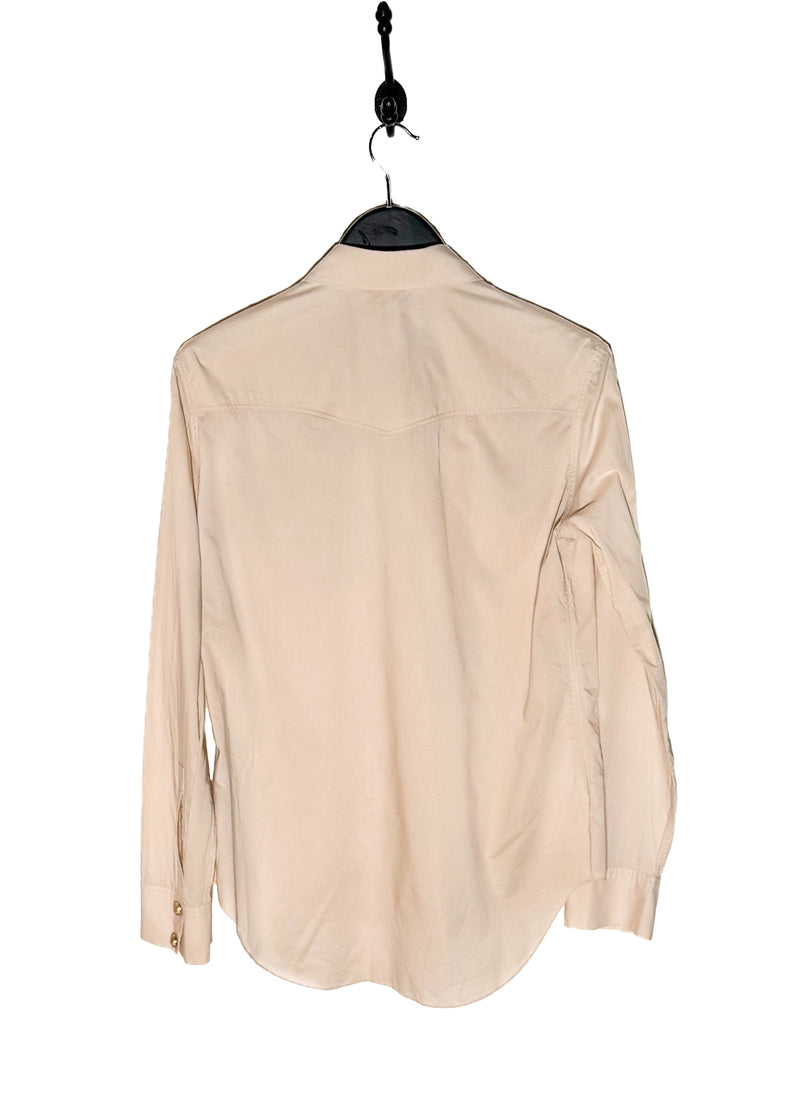 Balmain Beige Nude Lion Buttoned Light Cotton Shirt