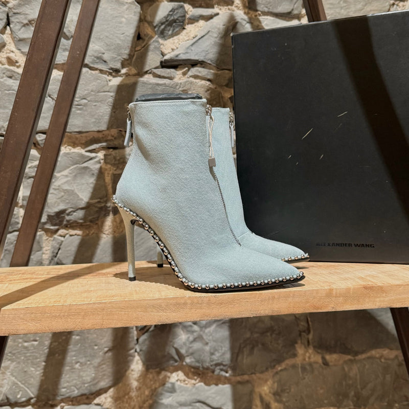 Alexander Wang Light Blue Denim Eri Studded Ankle Booties