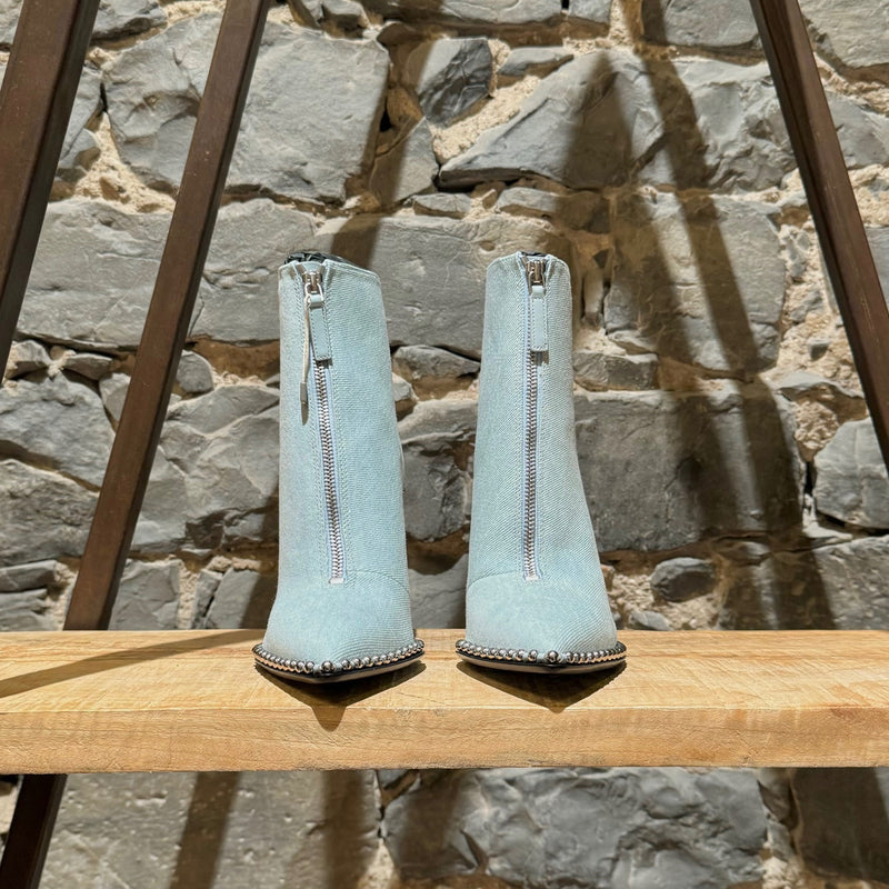 Alexander Wang Light Blue Denim Eri Studded Ankle Booties