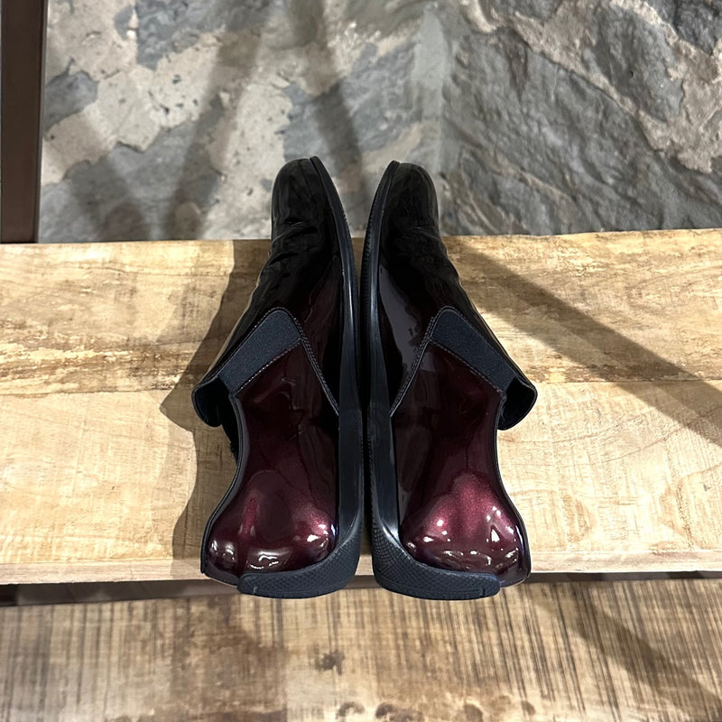 Prada Linea Rossa Burgundy Ombré Patent Slip-on Sneakers