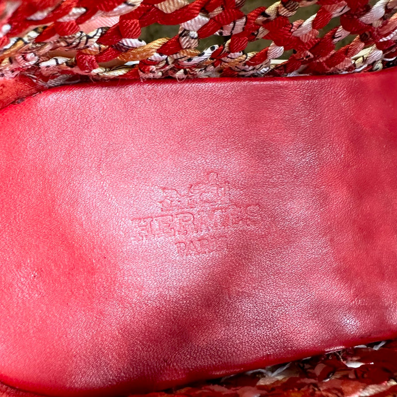 Hermès Poppy Red Cavalcadour Braided Silk Oxygene Low-top Sneakers