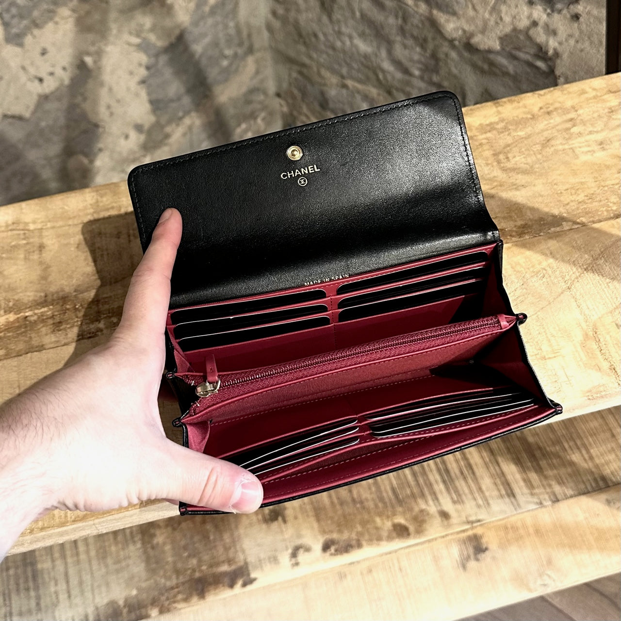 chanel long wallet zip