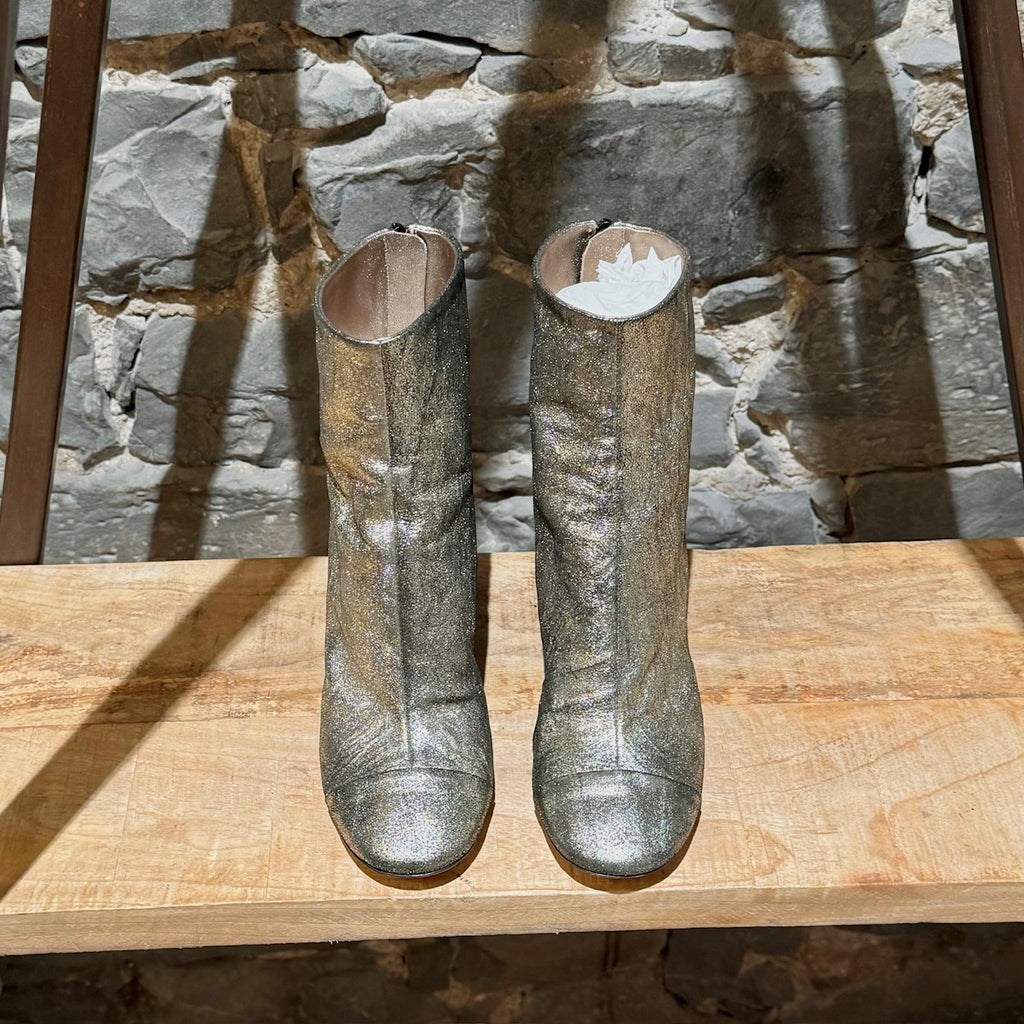 Isabel Marant Garrett Metallic Gold Heeled Accent Booties