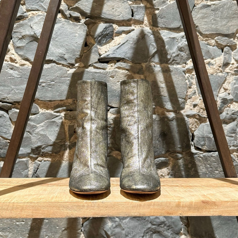 Isabel Marant Garrett Metallic Gold Heeled Accent Booties