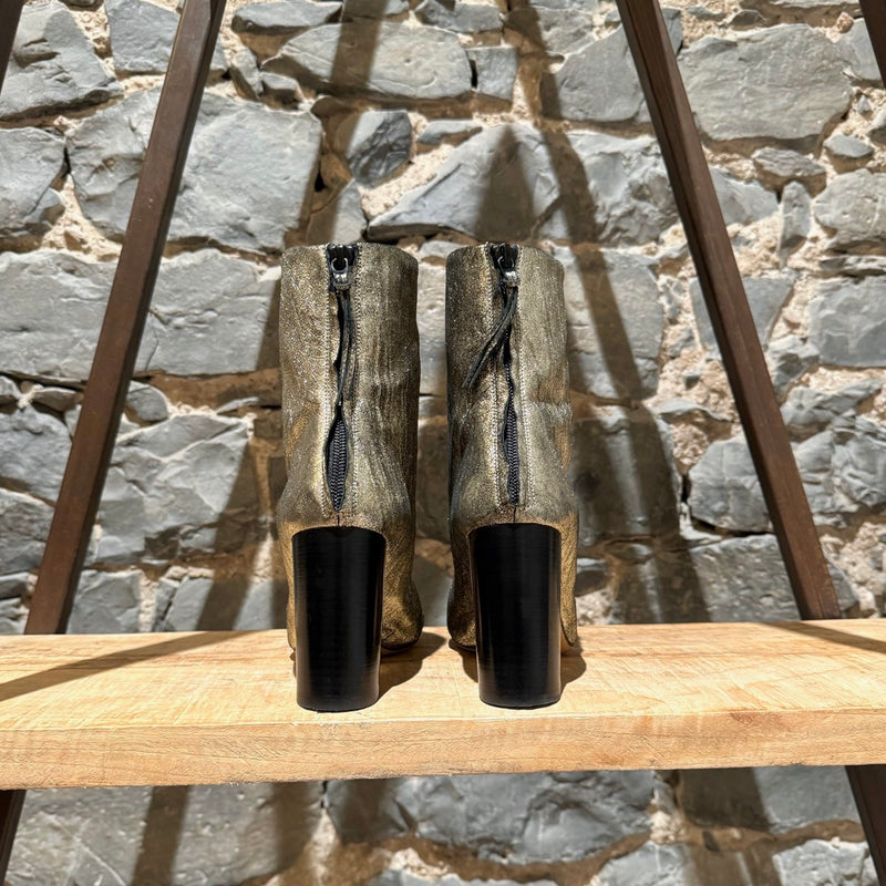 Isabel Marant Garrett Metallic Gold Heeled Accent Booties