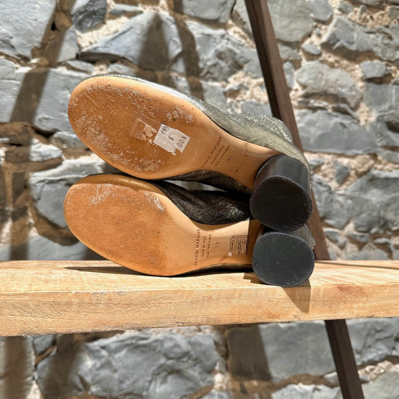 Isabel Marant Garrett Metallic Gold Heeled Accent Booties