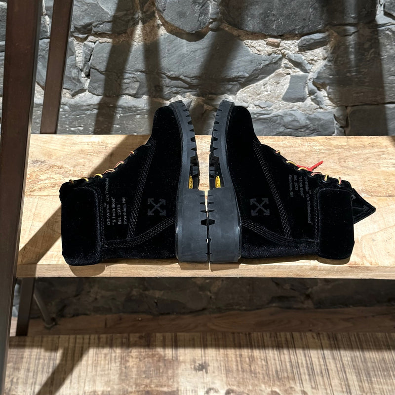 Bottes de combat Off-White X Timberland en velours noir