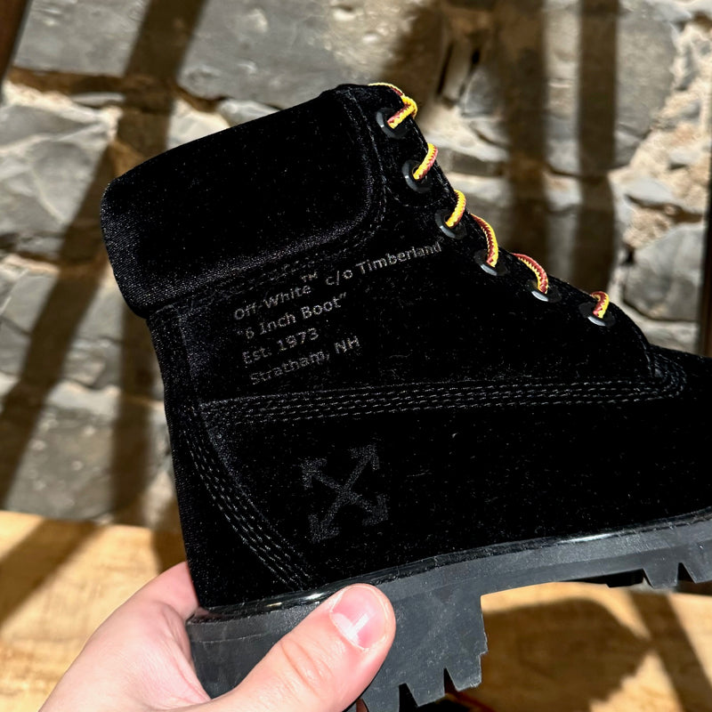 Bottes de combat Off-White X Timberland en velours noir