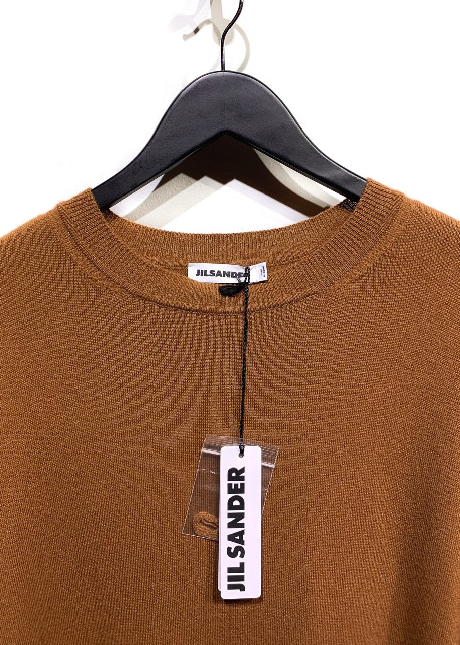 Jil Sander Rust Camel Asymmetrical Wool Cashmere Blend Sweater