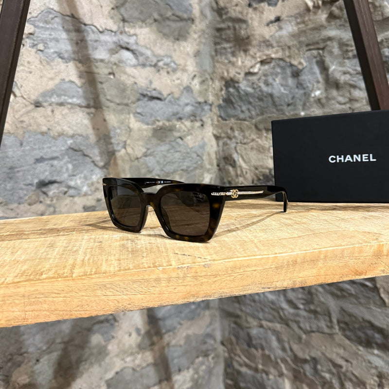 Chanel 5509 Dark Tortoise Brown CC Chain Sunglasses