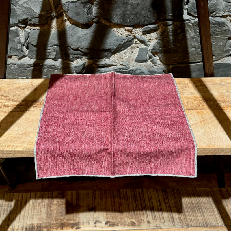 Brunello Cucinelli Red Cotton Linen Pocket Square Scarf