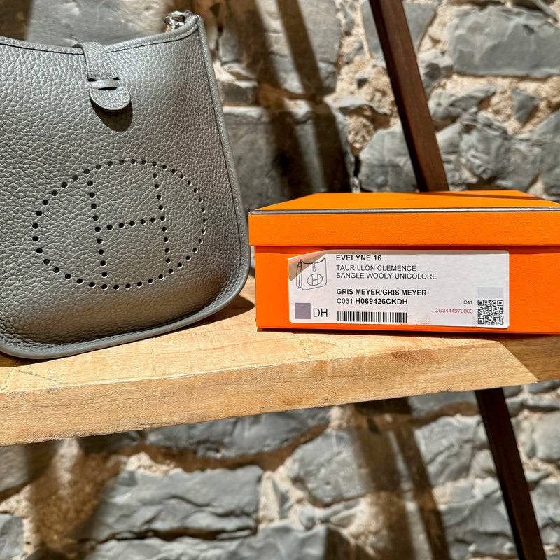 Hermès Gris Meyer Evelyne TPM 16 Crossbody Bag