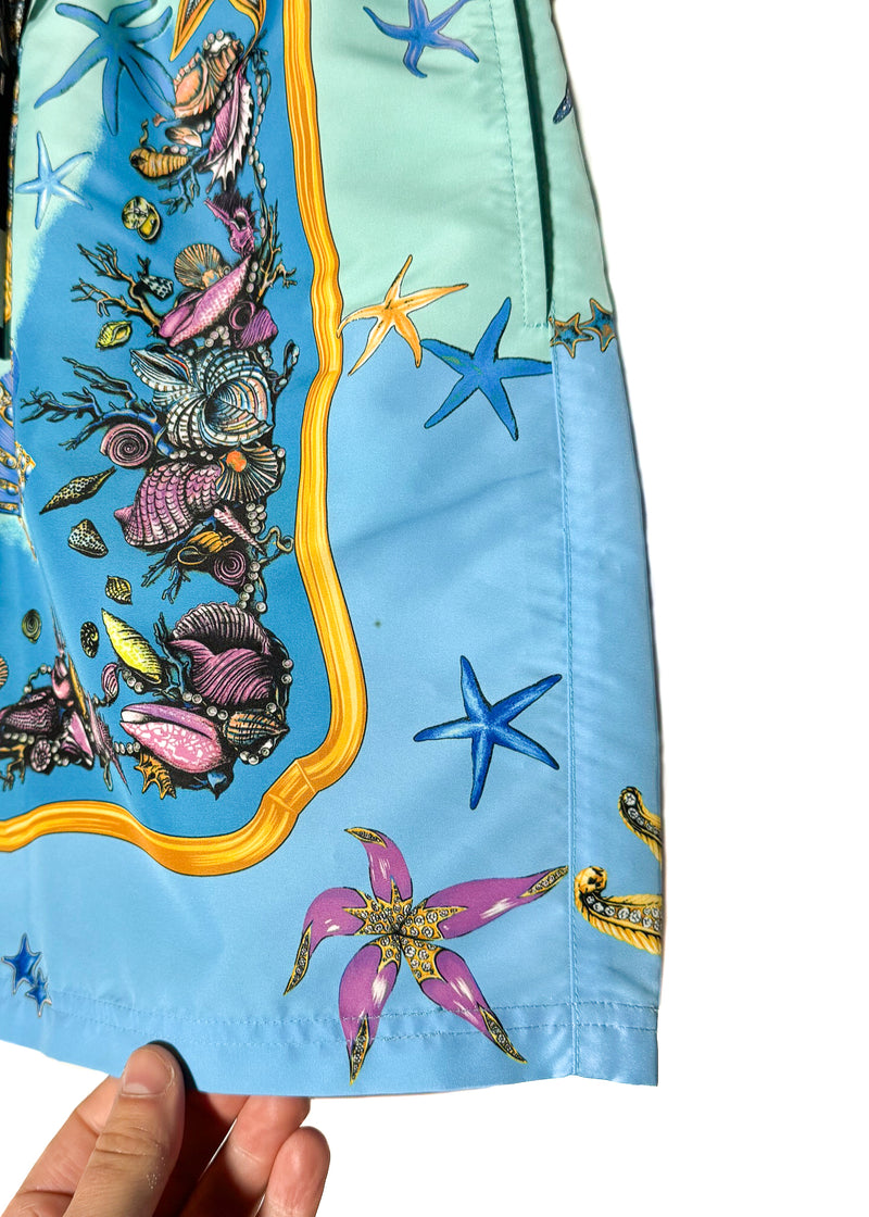 Versace Blue Trésor De La Mer Print Swim Trunks