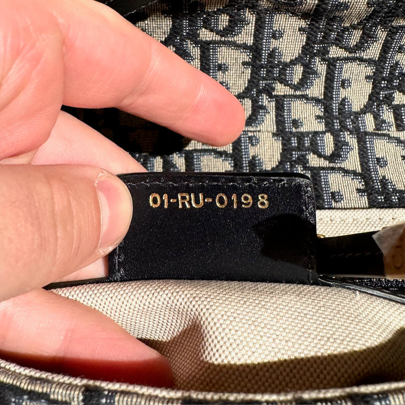 Christian Dior 2018 Blue Oblique Saddle Bag With Embellished Studded Strap