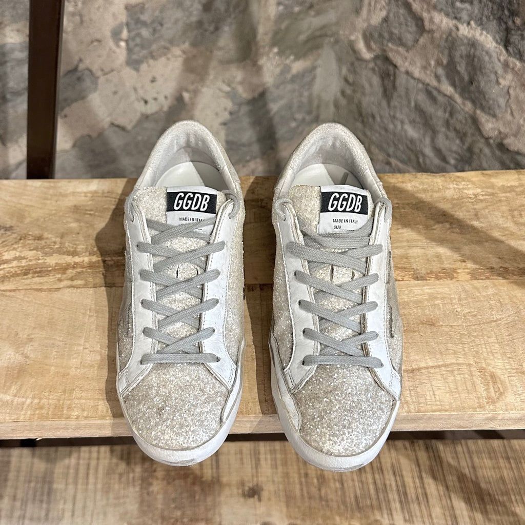 Golden Goose Ivory Glitter Private EDT Superstar Low-top Sneakers