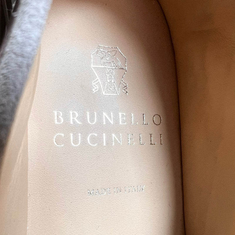 Chaussures bateau en cuir ivoire Brunello Cucinelli