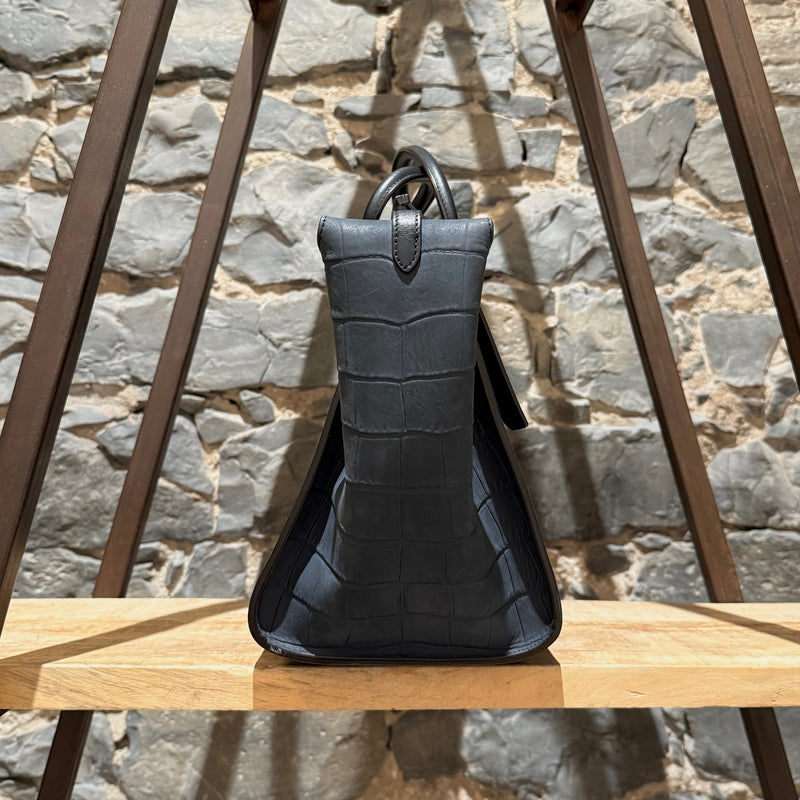 Céline Midnight Blue Croc Embossed Nubuck Small Tie Knot Tote Bag