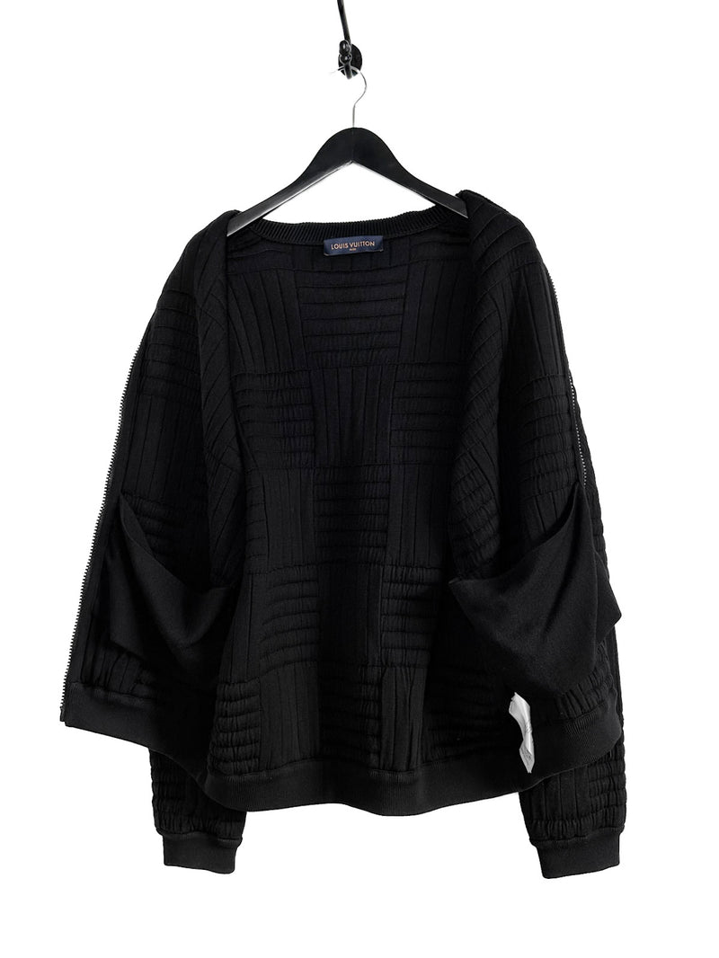 Louis Vuitton Black Weave Giant Damier Zip-up Jacket Sweater
