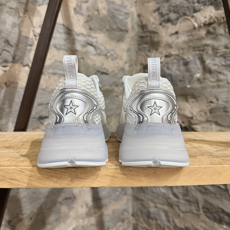Dior White Silver Mesh Technical Chunky Vibe Sneakers