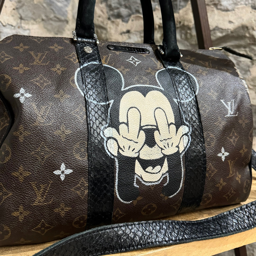 Louis Vuitton X Philip Karto Customized Mickey Fck Vintage Speedy 35 Bag
