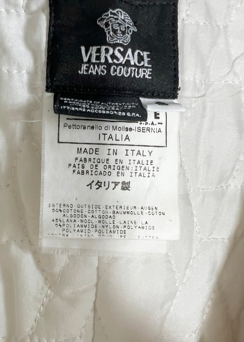 Versace Jeans Couture Ivory Herringbone Coat