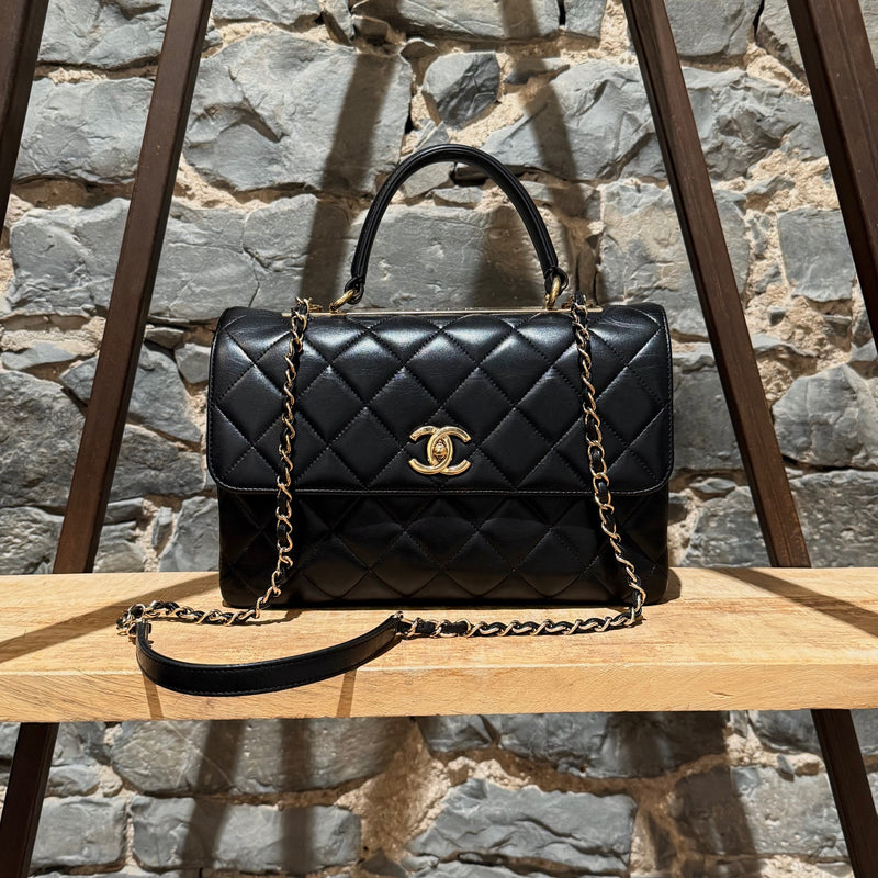 Chanel 2017 Black Medium Trendy Quilted Top Handle Shoulder Bag