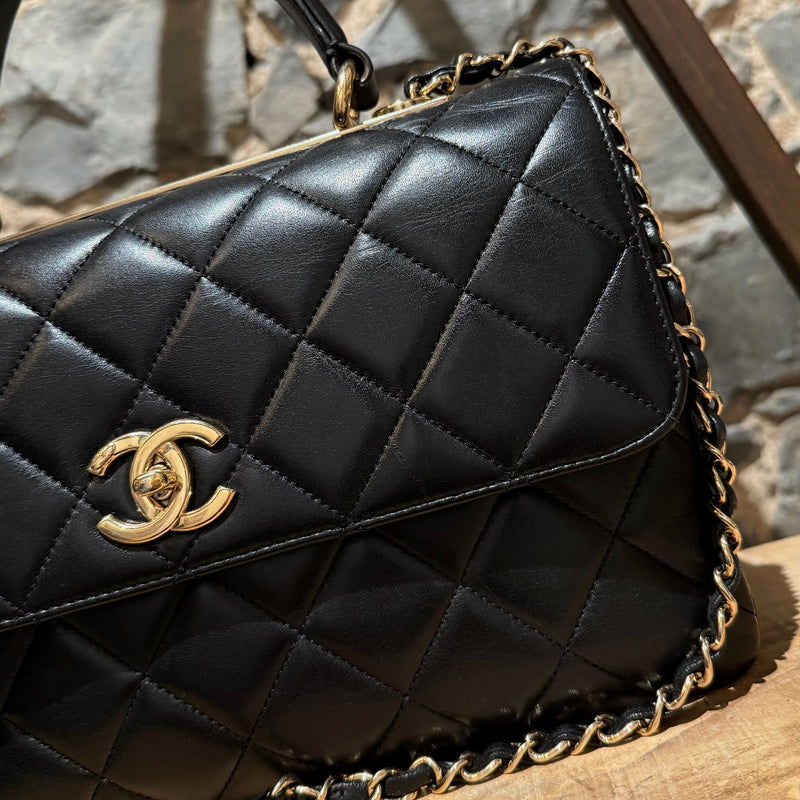 Chanel 2017 Black Medium Trendy Quilted Top Handle Shoulder Bag