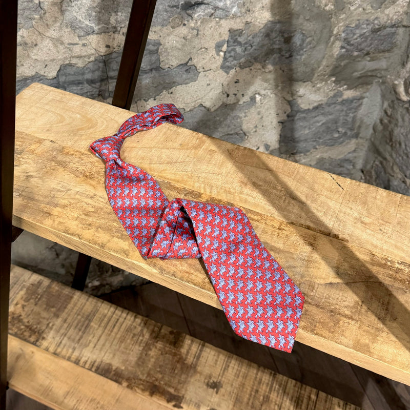 Cravate en soie rouge imprimés pégases Hermès