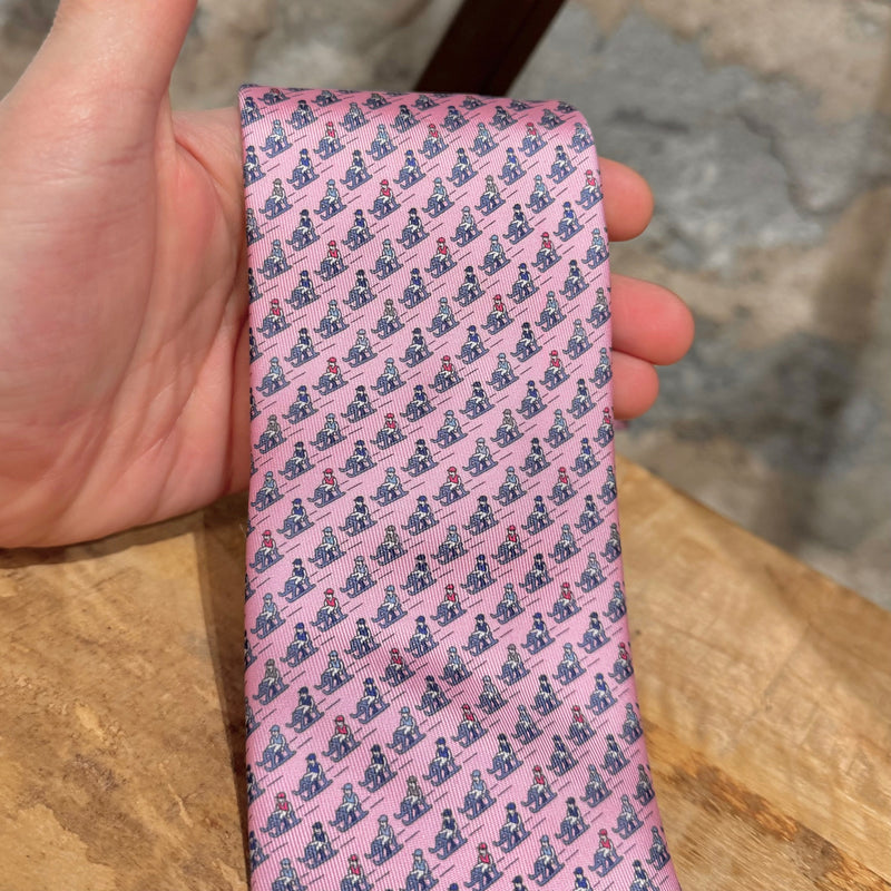 Hermès Toboggan Prints Pink Silk Tie