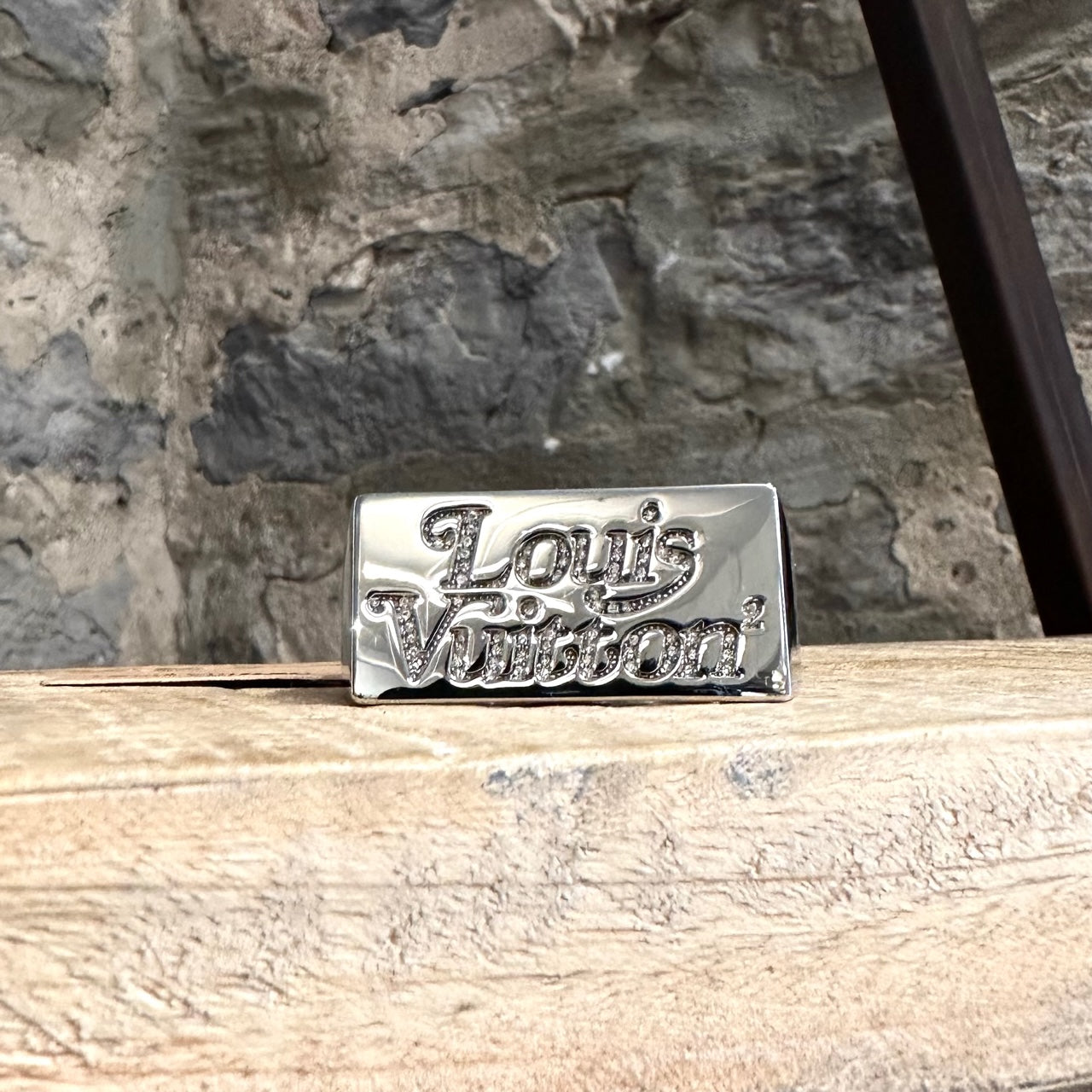 Louis Vuitton Collier Squared LV Strass NIGO Collab Necklace Silver MP2691  F/S