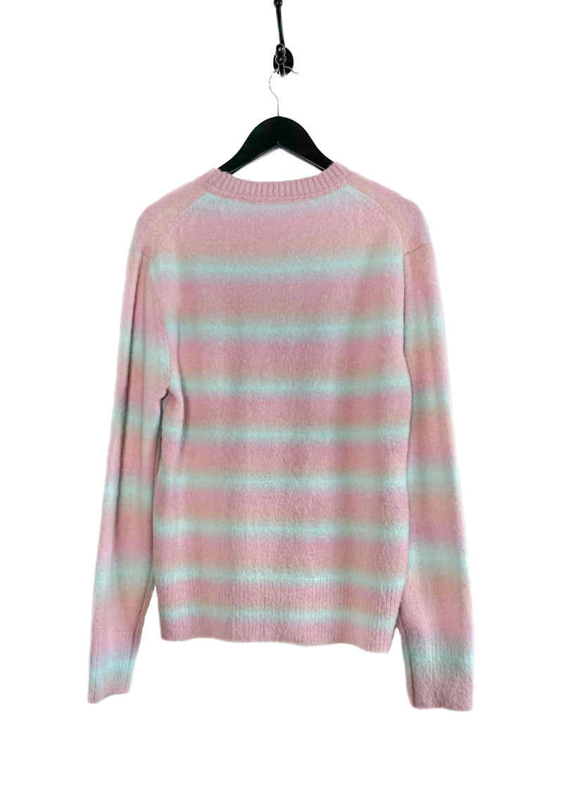 Andersson Bell Pink Green Striped Brushed Alpaca Blend Sweater