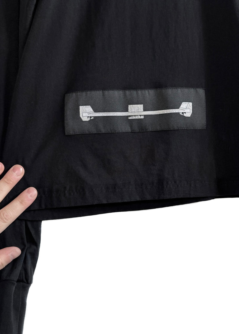 Rick Owens DRKSHDW Black Silk Appliqué Long Sleeves T-shirt