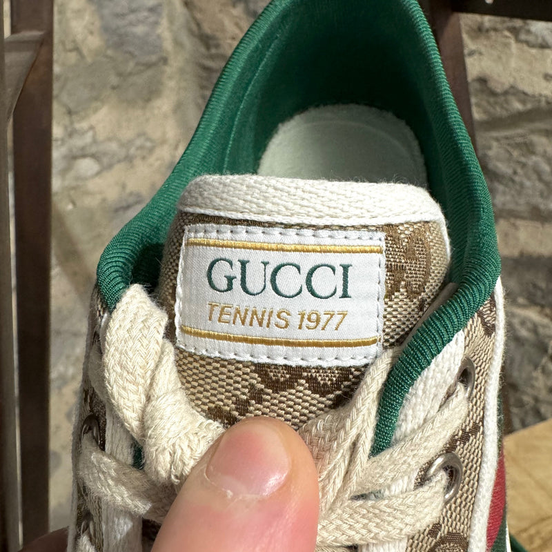 Gucci Tennis 1977 Beige Canvas GG Sneakers