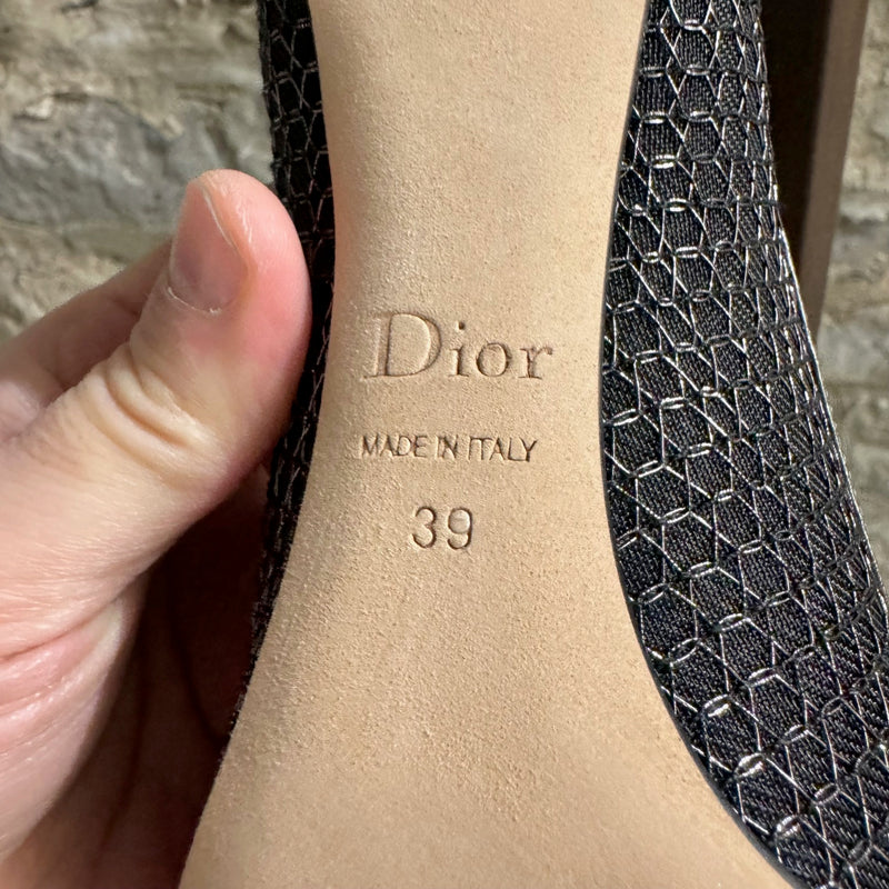 Escarpins Dior en maille argent noir métallisé