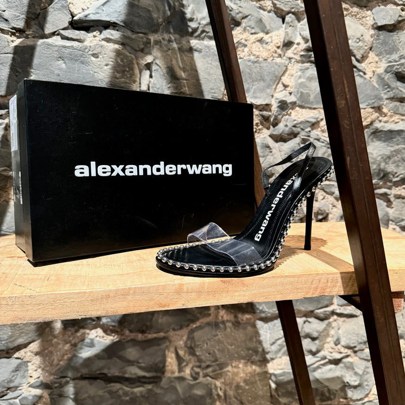 Alexander Wang Studded PVC Black Nova Sling-back Sandals