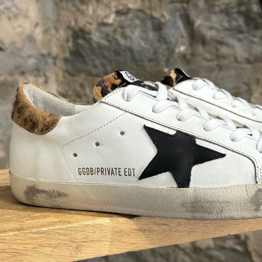 Golden Goose White Leopard Ponyhair Superstar Sneakers