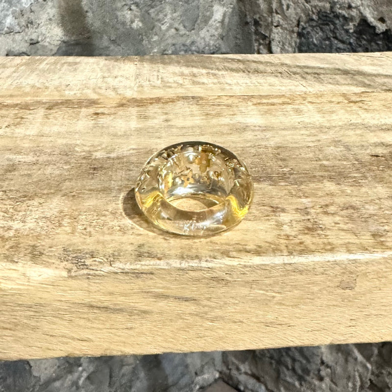 Louis Vuitton Clear Resin Logo Crystal Inclusion Dome Ring
