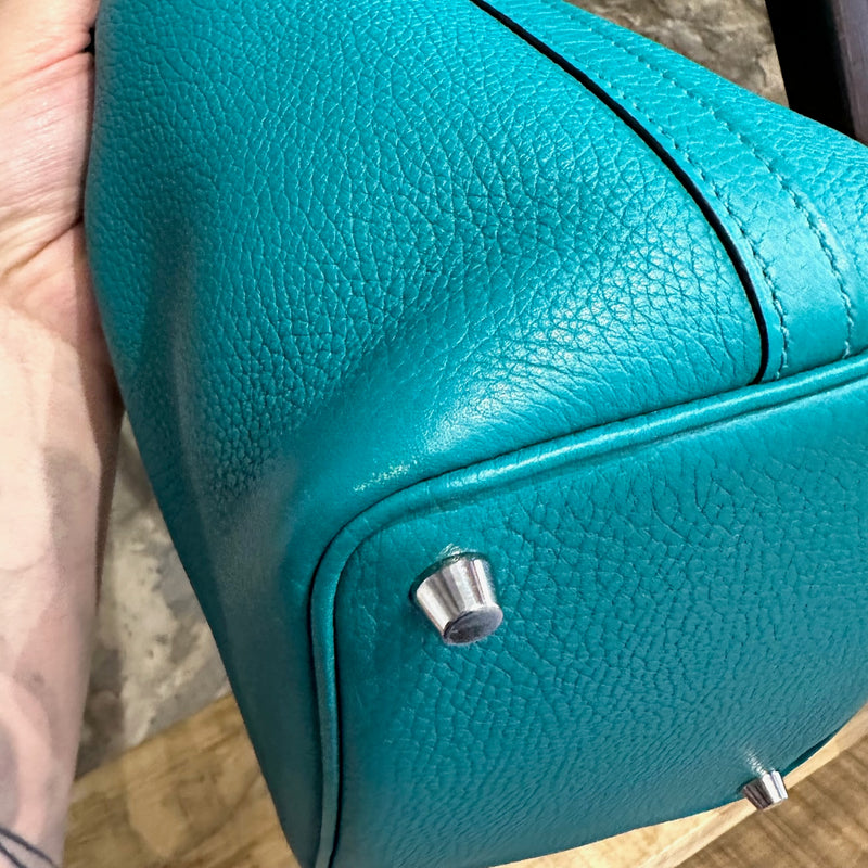 Hermès 2016 Picotin 18 Peacock Blue Clemence Leather Handbag