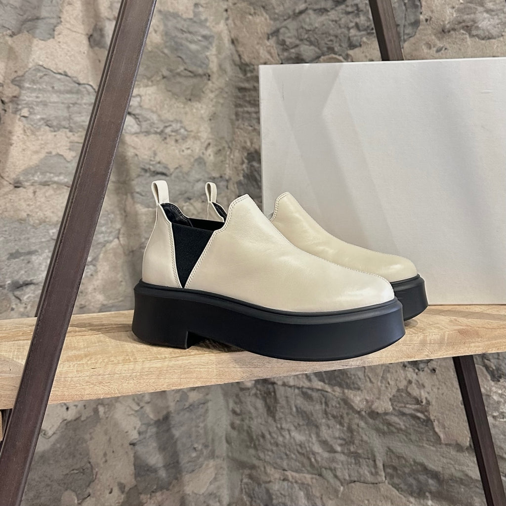 The Row Ivory Calfskin Robin Chelsea Ankle Boots